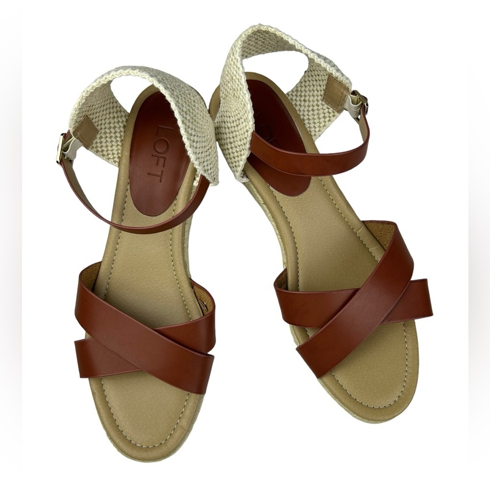 LOFT Criss Cross Espadrille‎ Wedge Sandal Size 9.5 - Picture 3 of 8